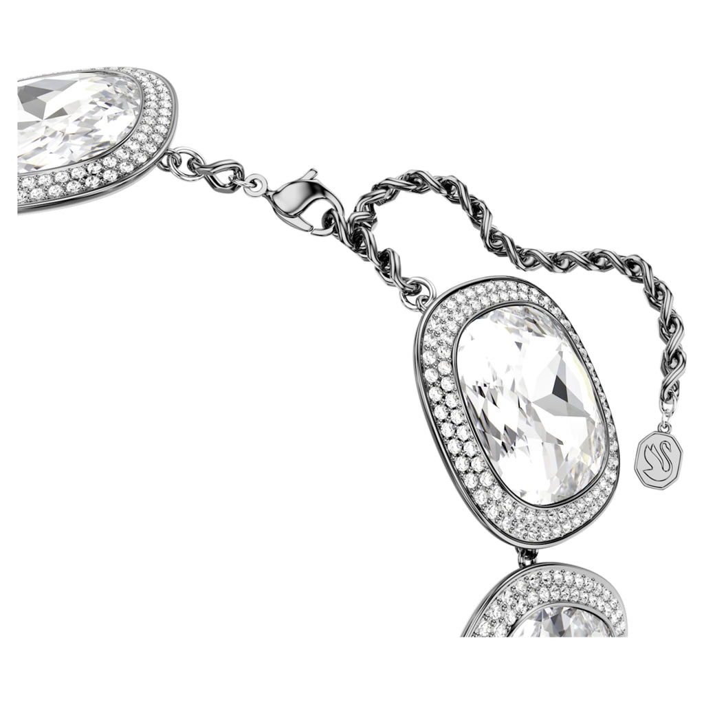 Swarovski Una Angelic choker Cushion cut, White, Ruthenium plated