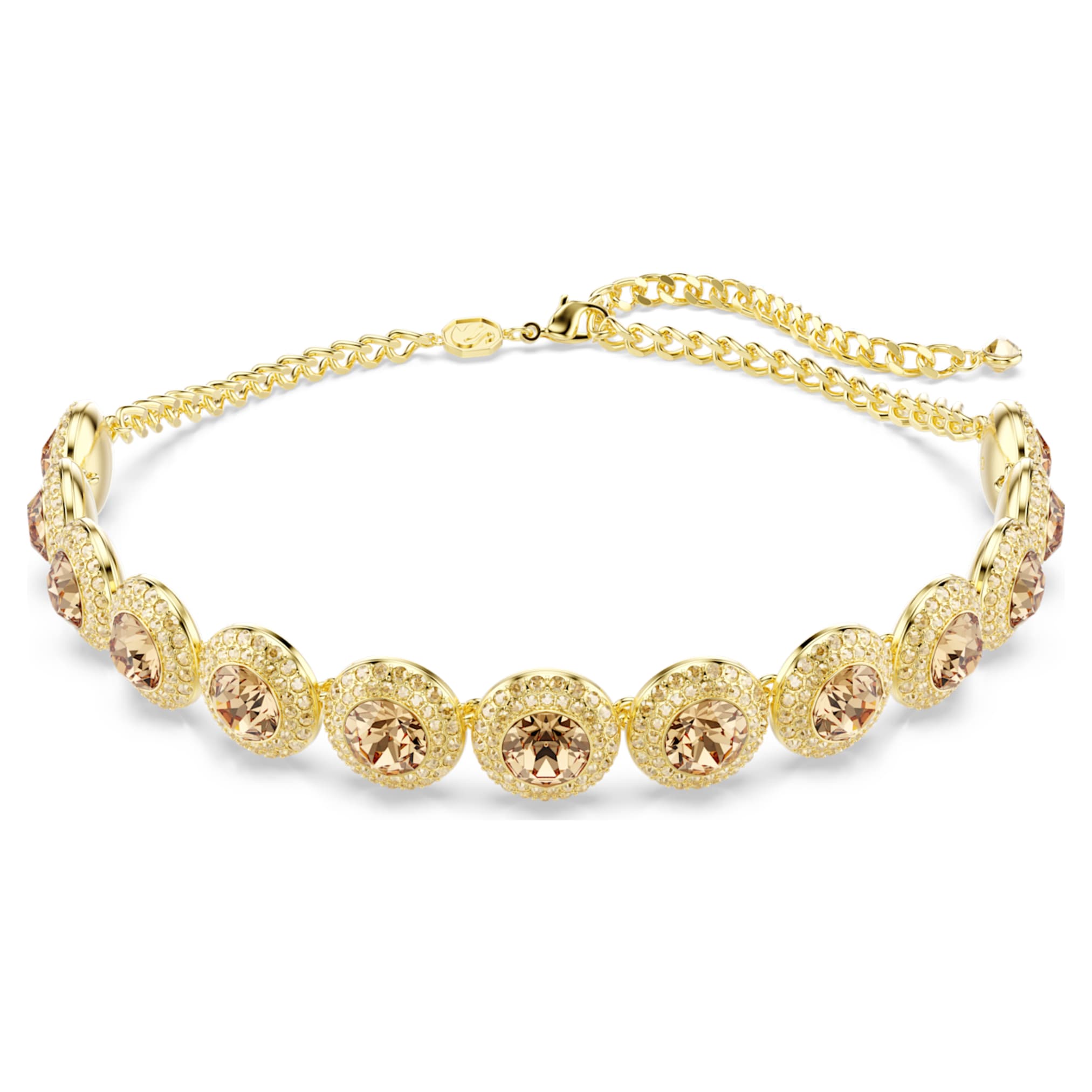Swarovski Una Angelic choker Round cut, Caramel, 18K gold finish