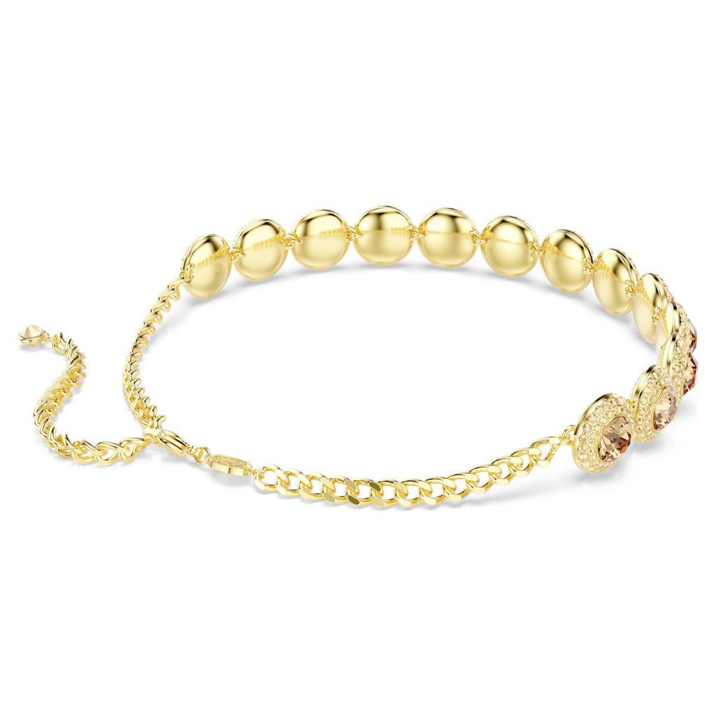 Swarovski Una Angelic choker Round cut, Caramel, 18K gold finish