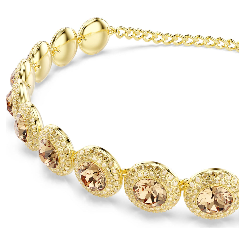 Swarovski Una Angelic choker Round cut, Caramel, 18K gold finish