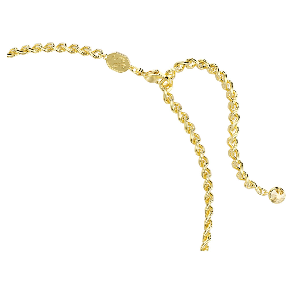 Swarovski Una Angelic choker Round cut, Caramel, 18K gold finish