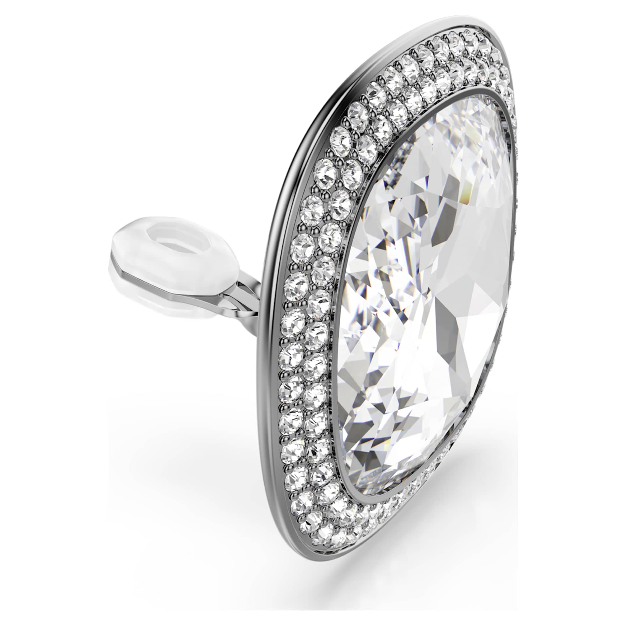 Swarovski Una Angelic clip earrings Cushion cut, White, Ruthenium plated