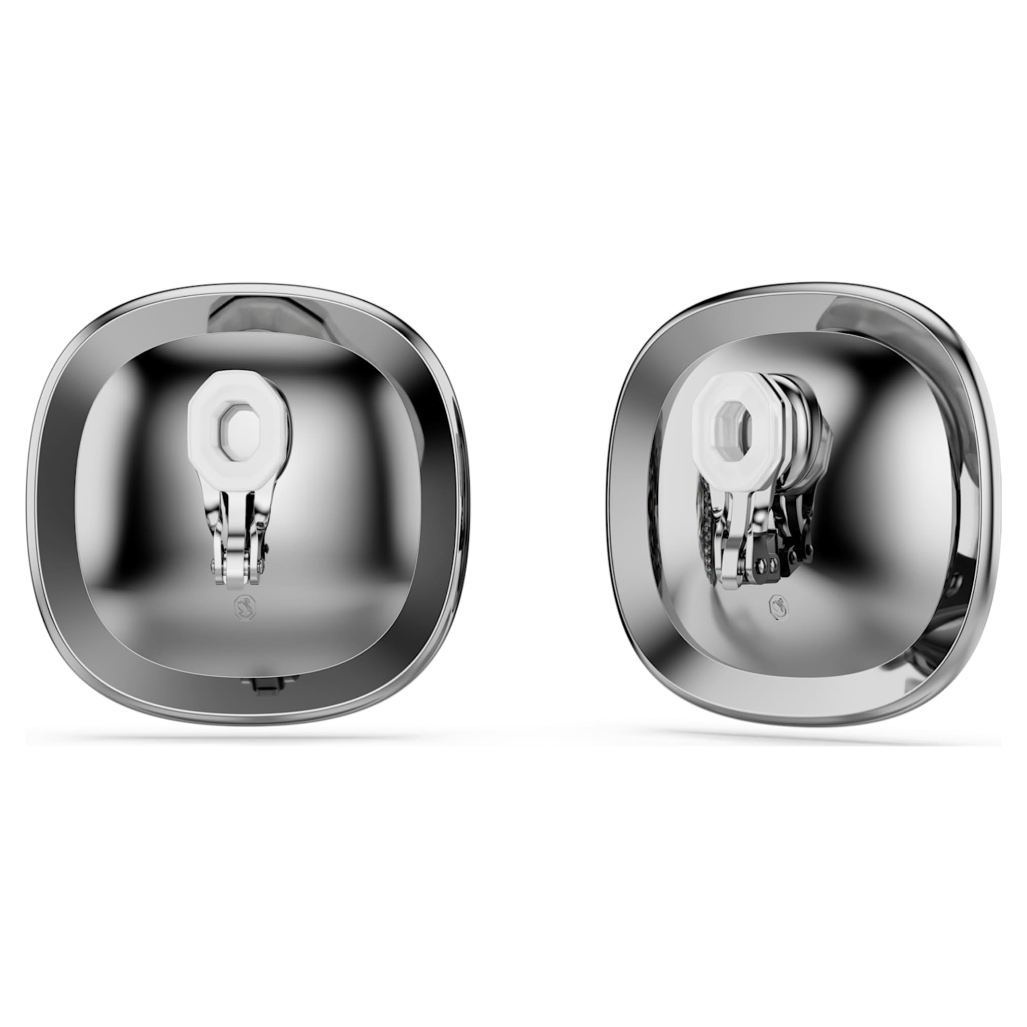 Swarovski Una Angelic clip earrings Cushion cut, White, Ruthenium plated