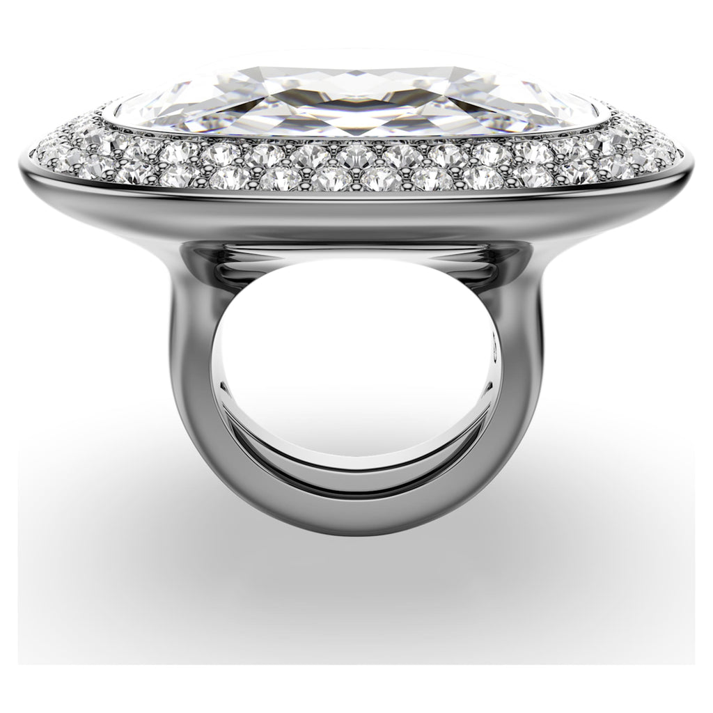 Swarovski Una Angelic cocktail ring Cushion cut, White, Ruthenium plated