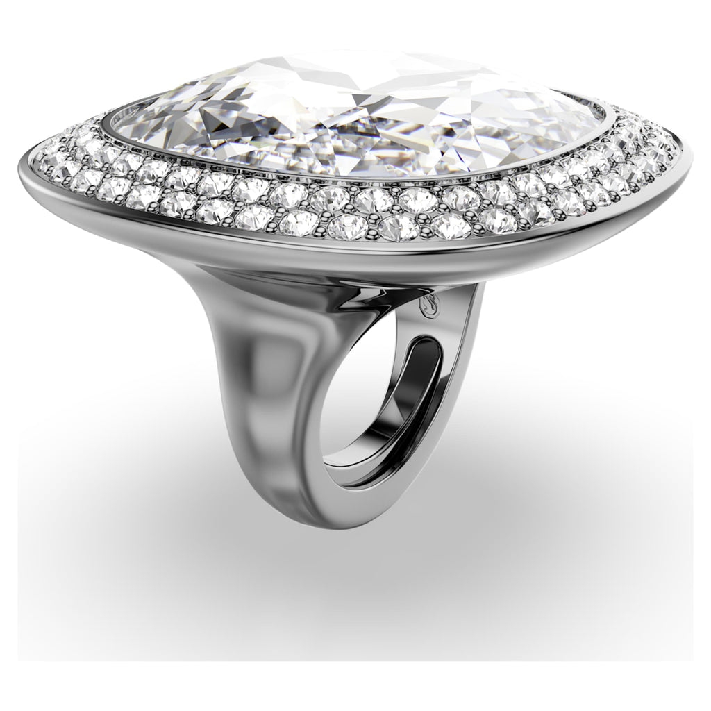 Swarovski Una Angelic cocktail ring Cushion cut, White, Ruthenium plated