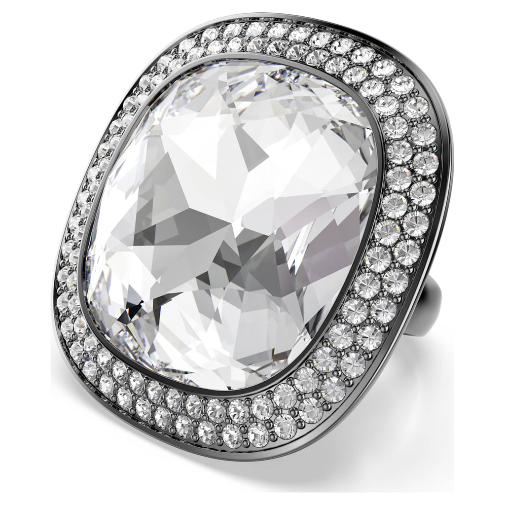 Swarovski Una Angelic cocktail ring Cushion cut, White, Ruthenium plated