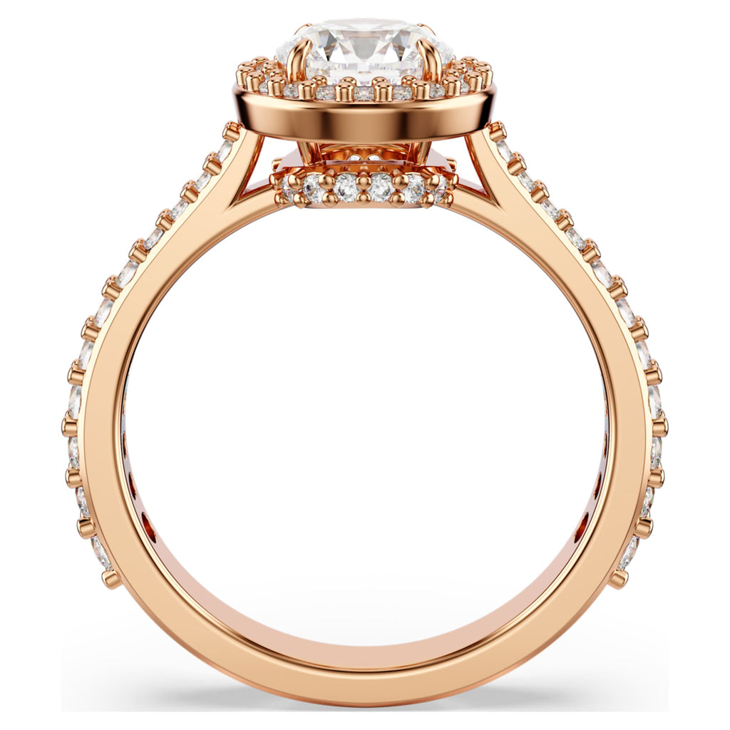 Swarovski Una Angelic cocktail ring Round cut, Pavé, White, 18K rose gold finish