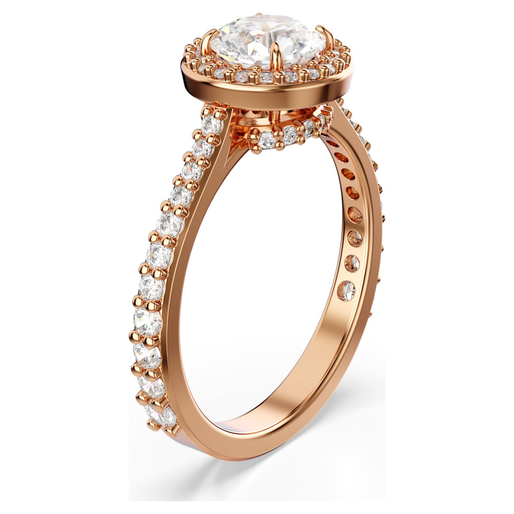 Swarovski Una Angelic cocktail ring Round cut, Pavé, White, 18K rose gold finish
