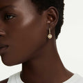 Swarovski Una Angelic drop earrings Round cut, White, 18K gold finish