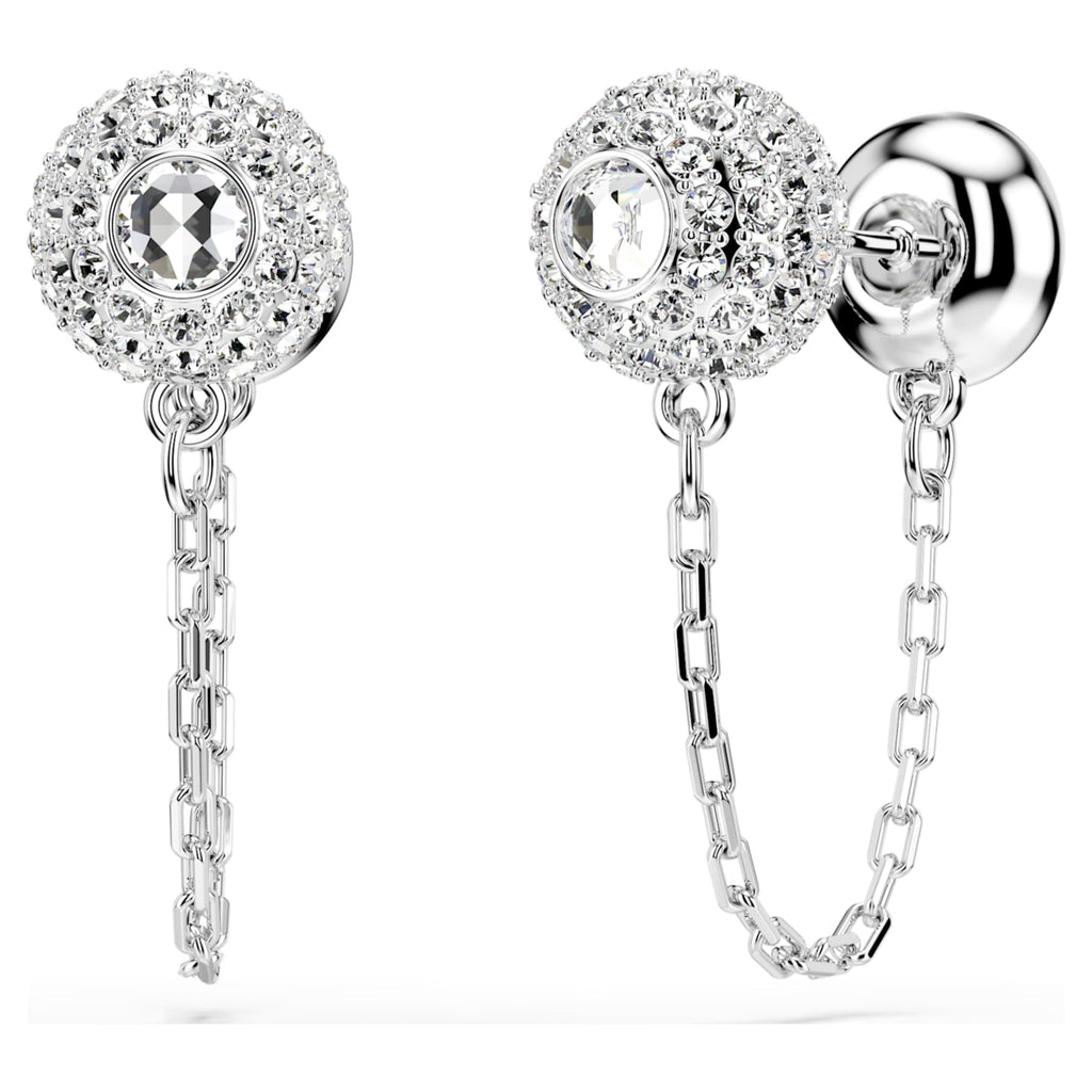 Swarovski Una Angelic drop earrings Round cut, White, Rhodium plated