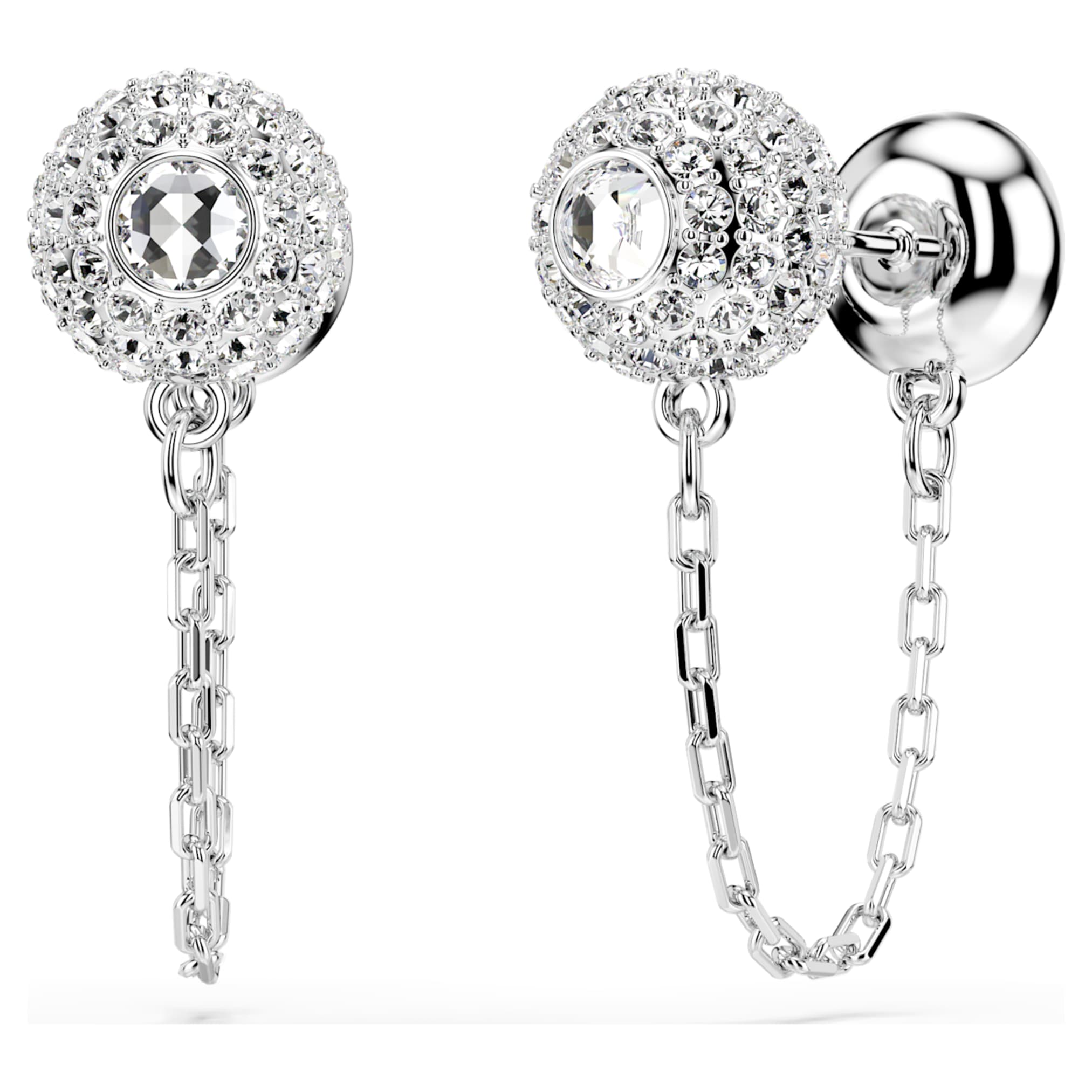 Swarovski Una Angelic drop earrings Round cut, White, Rhodium plated