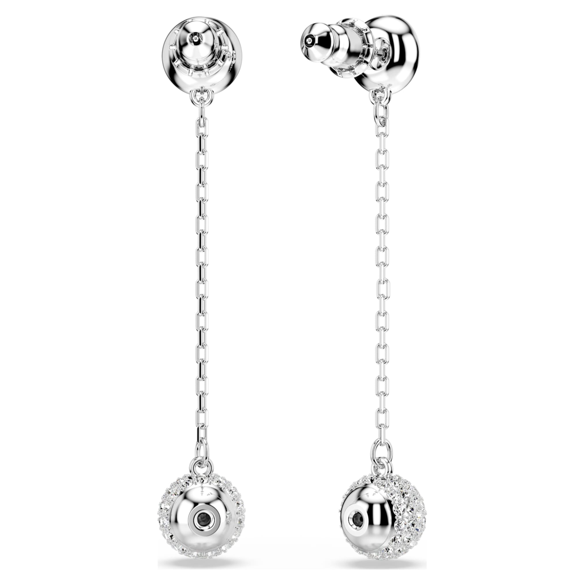 Swarovski Una Angelic drop earrings Round cut, White, Rhodium plated