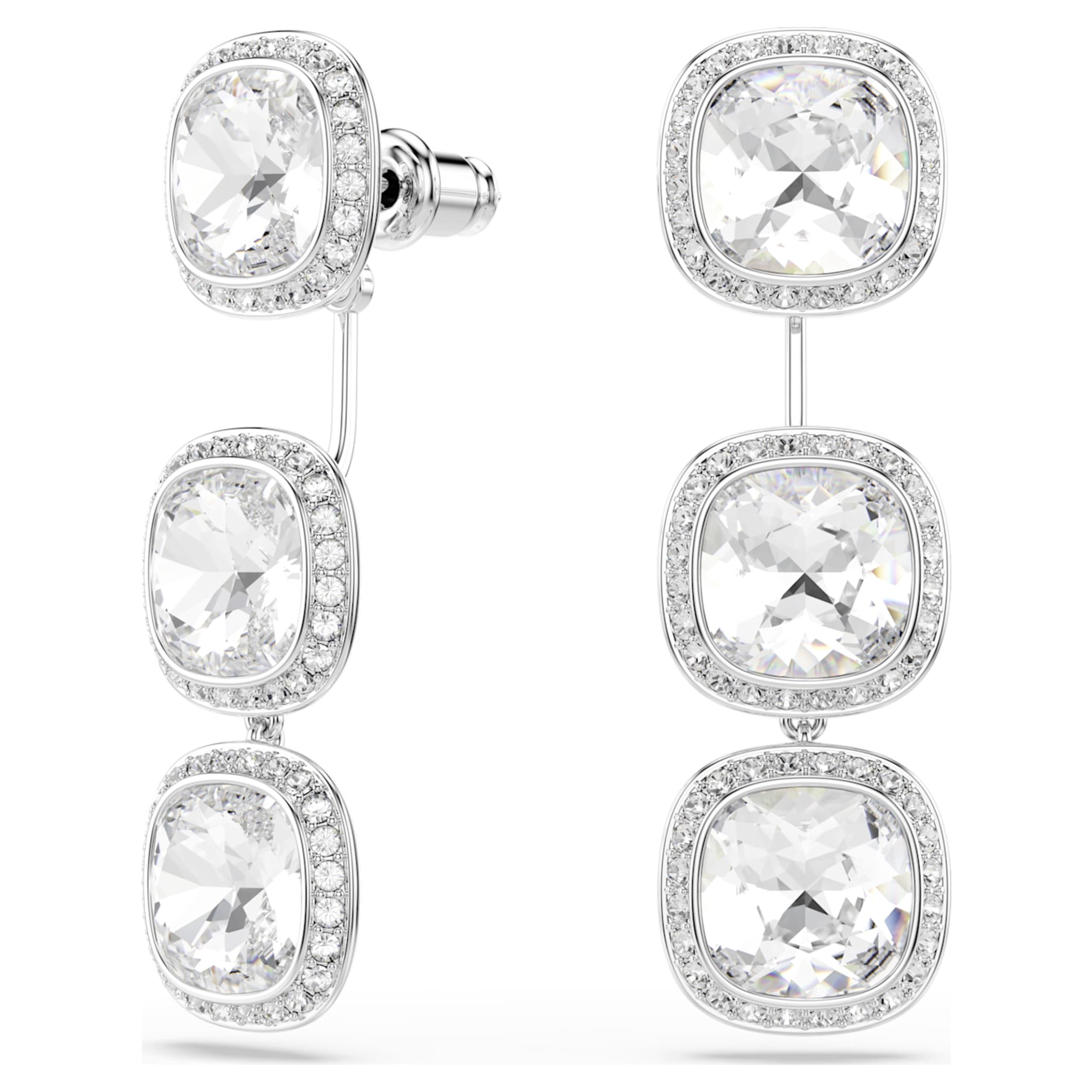 Swarovski Una Angelic earrings Cushion cut, White, Rhodium plated
