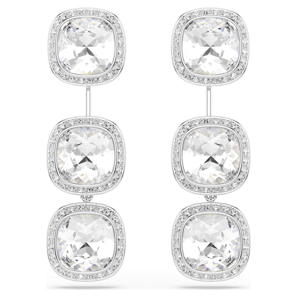 Swarovski Una Angelic earrings Cushion cut, White, Rhodium plated