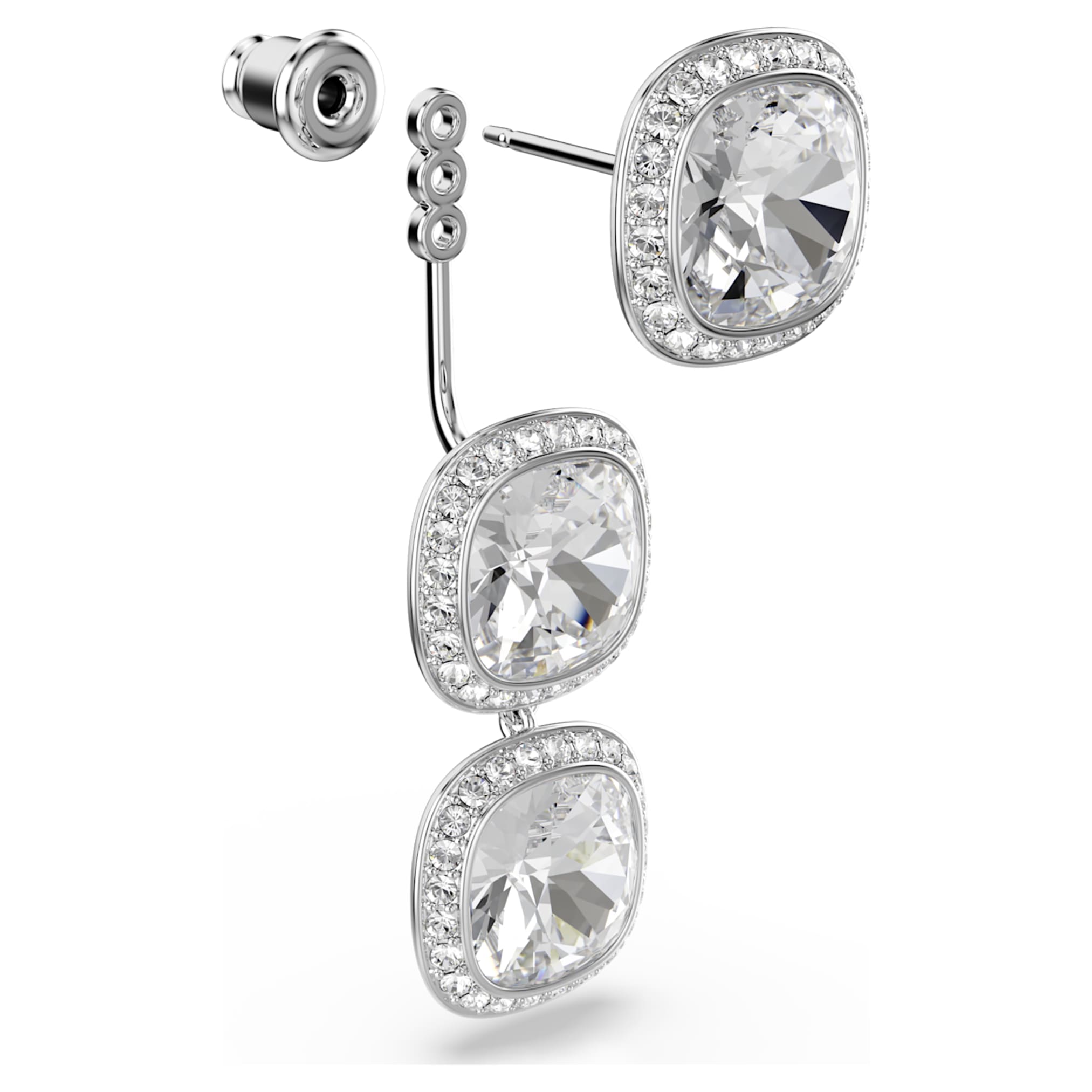 Swarovski Una Angelic earrings Cushion cut, White, Rhodium plated