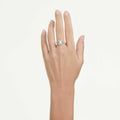Swarovski Una Angelic halo ring Cushion cut, White, Rhodium plated