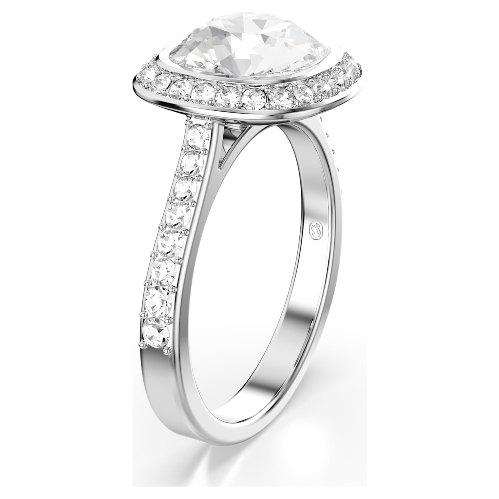 Swarovski Una Angelic halo ring Cushion cut, White, Rhodium plated