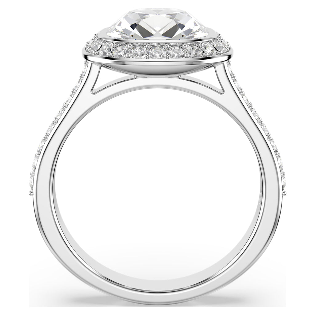 Swarovski Una Angelic halo ring Cushion cut, White, Rhodium plated