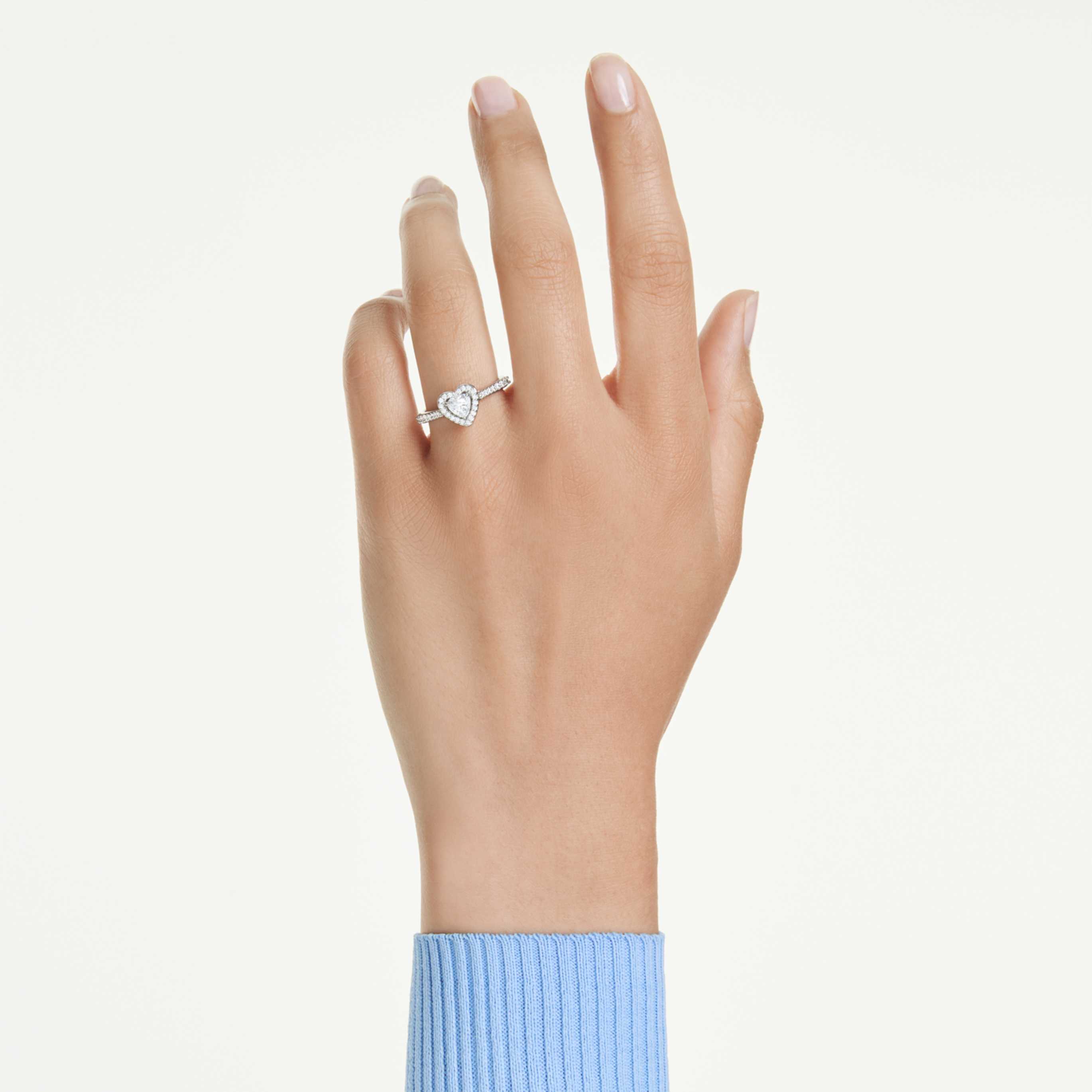 Swarovski Una Angelic motif ring Mixed cuts, Heart, White, Rhodium plated