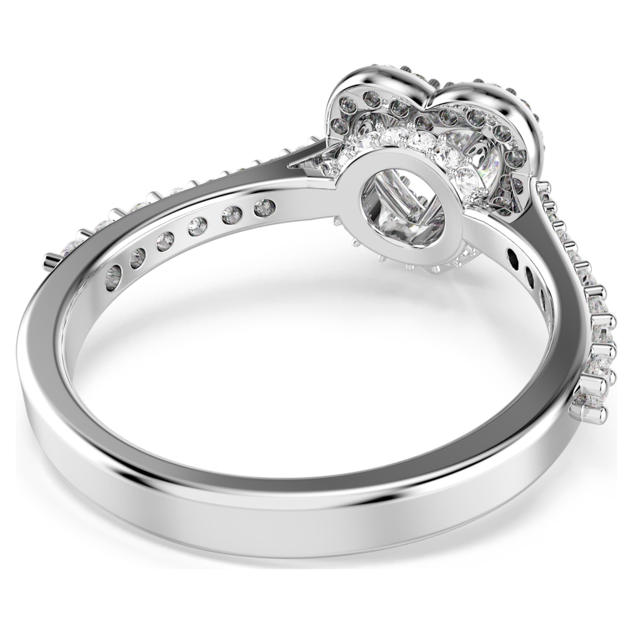 Swarovski Una Angelic motif ring Mixed cuts, Heart, White, Rhodium plated