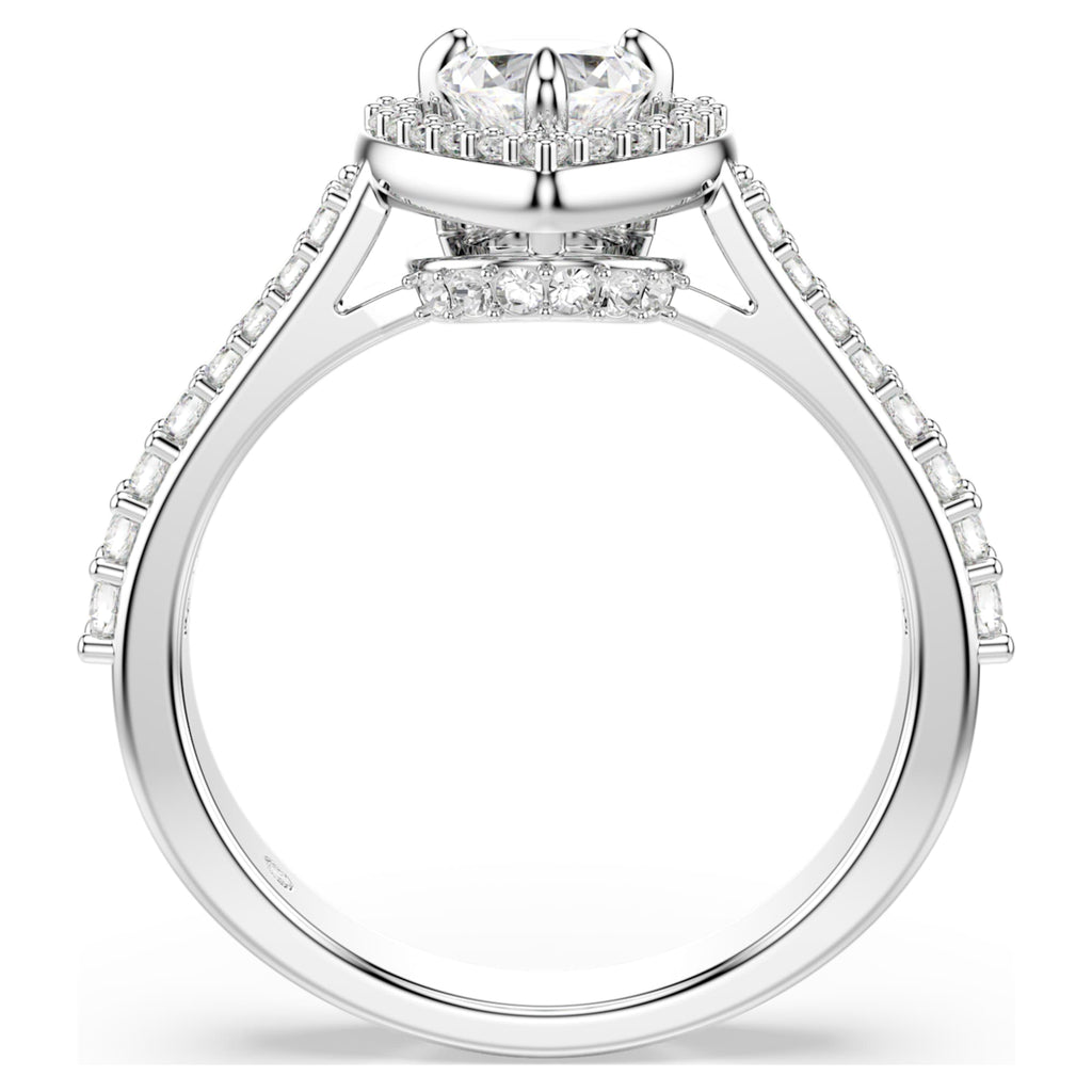 Swarovski Una Angelic motif ring Mixed cuts, Heart, White, Rhodium plated