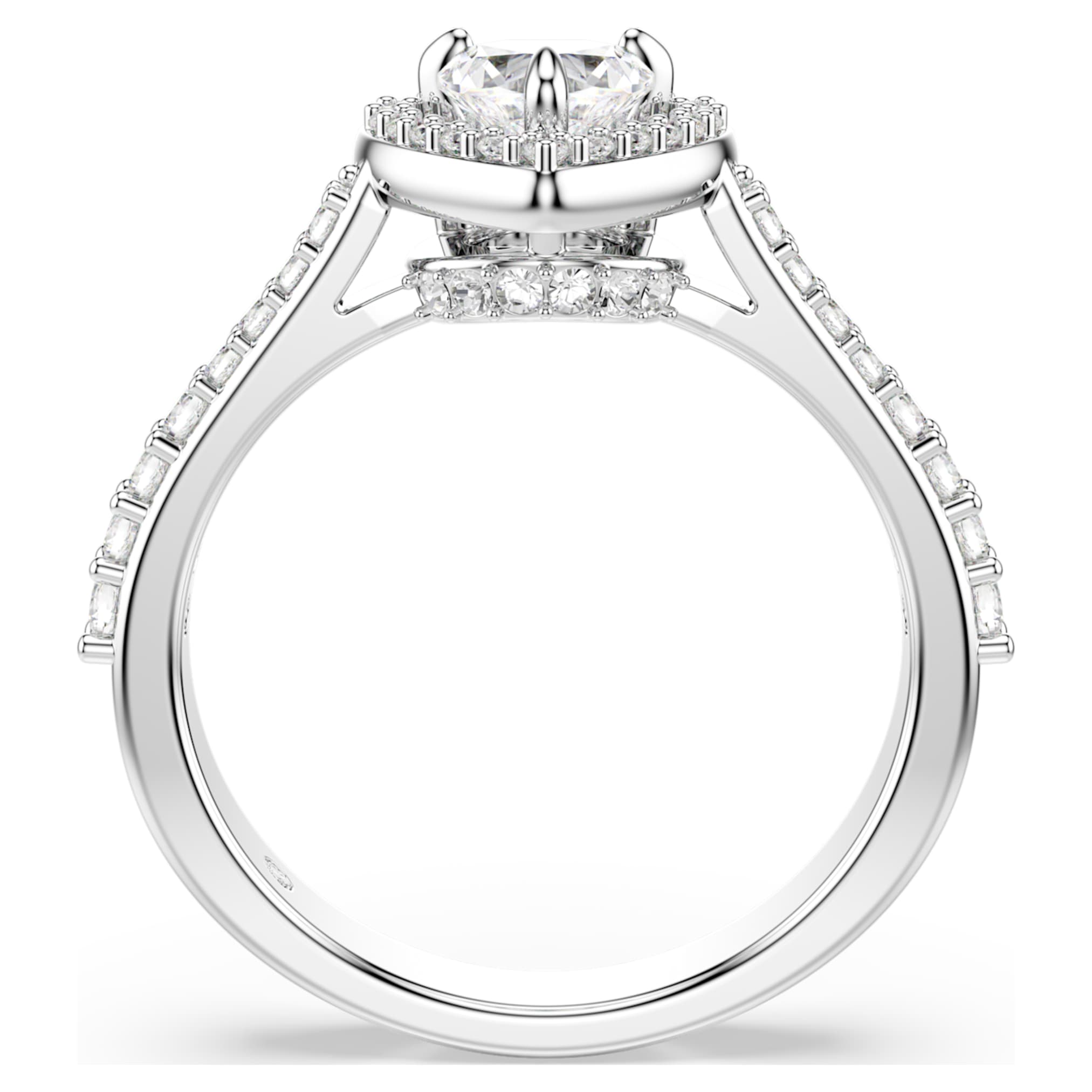 Swarovski Una Angelic motif ring Mixed cuts, Heart, White, Rhodium plated