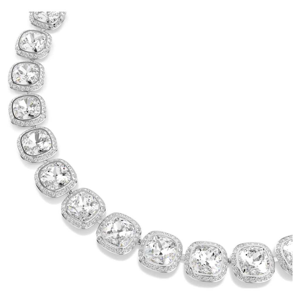 Swarovski Una Angelic necklace Cushion cut, White, Rhodium plated