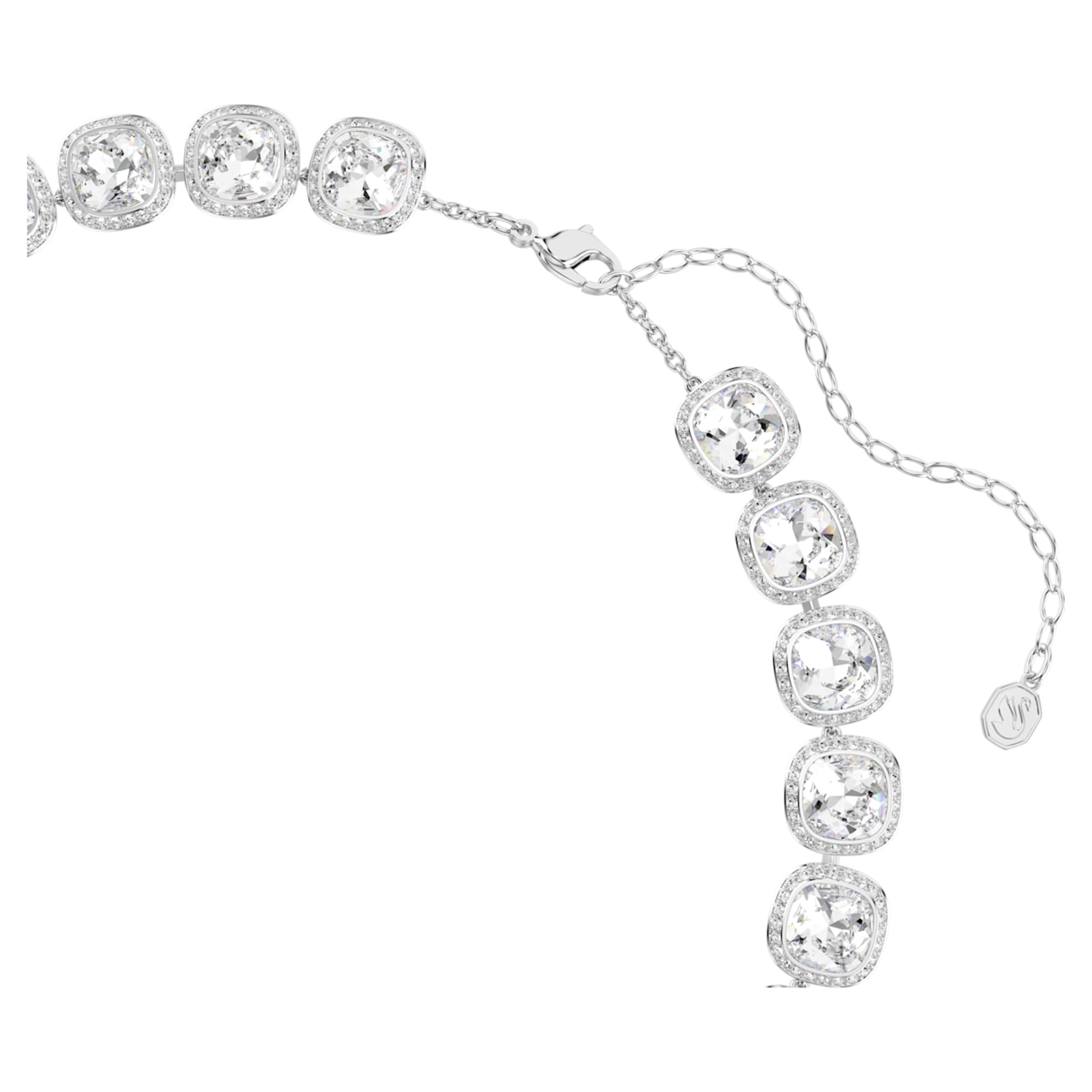 Swarovski Una Angelic necklace Cushion cut, White, Rhodium plated