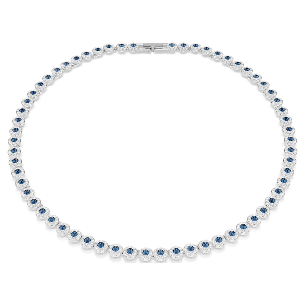 Swarovski Una Angelic necklace Round cut, Blue, Rhodium plated