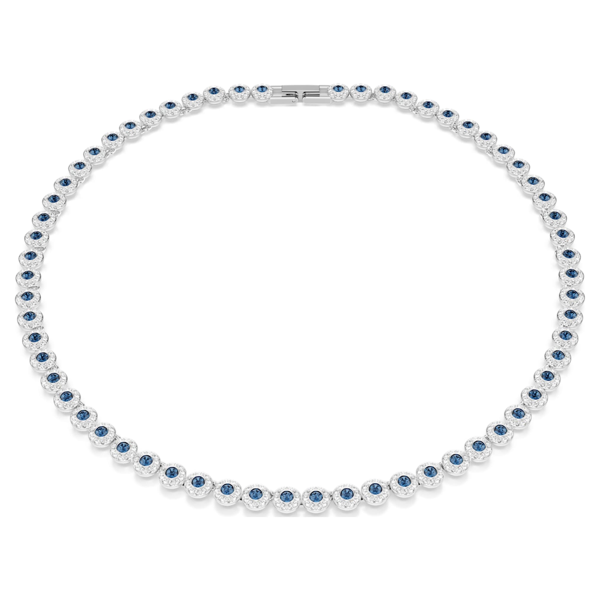 Swarovski Una Angelic necklace Round cut, Blue, Rhodium plated