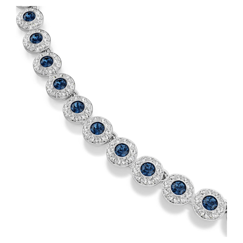 Swarovski Una Angelic necklace Round cut, Blue, Rhodium plated