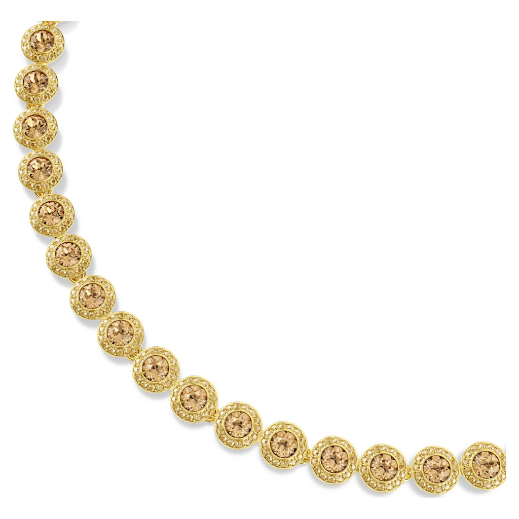 Swarovski Una Angelic necklace Round cut, Caramel, 18K gold finish