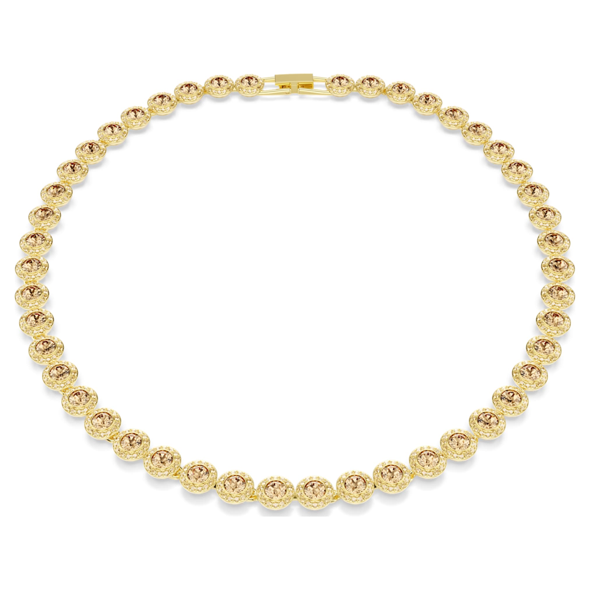 Swarovski Una Angelic necklace Round cut, Caramel, 18K gold finish