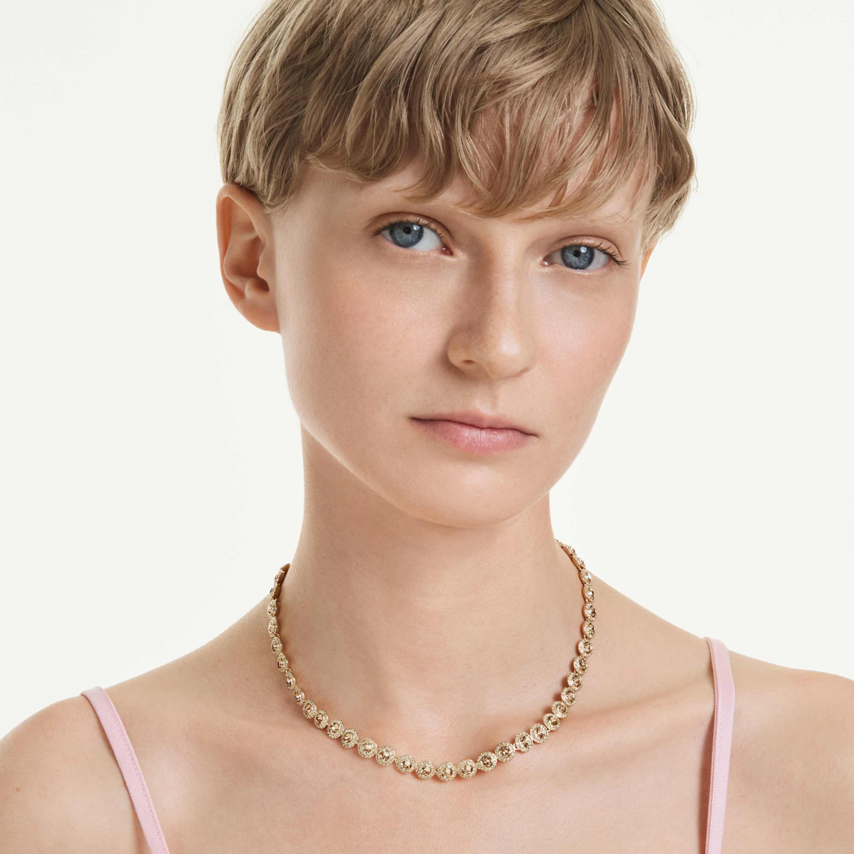 Swarovski Una Angelic necklace Round cut, Medium, White, Rhodium plated