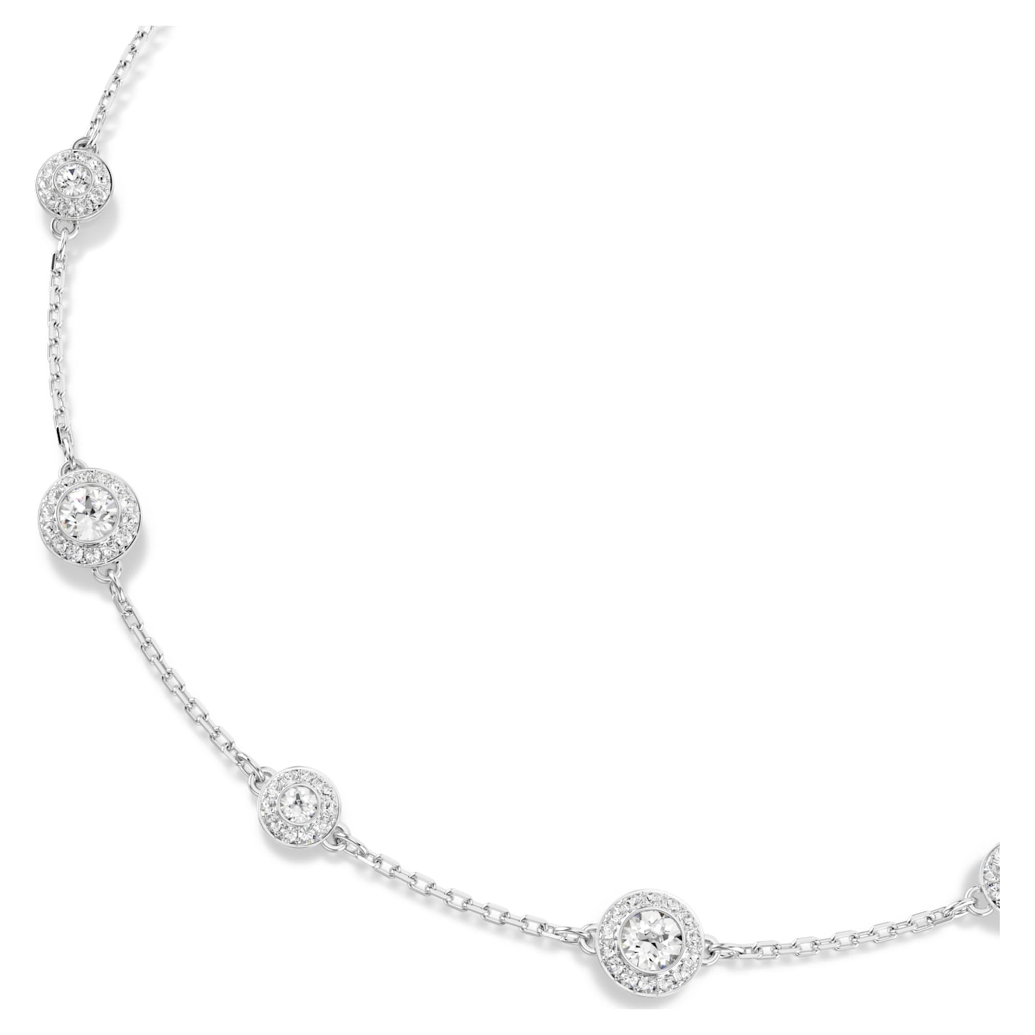 Swarovski Una Angelic necklace Round cut, Double sided motifs, White, Rhodium plated