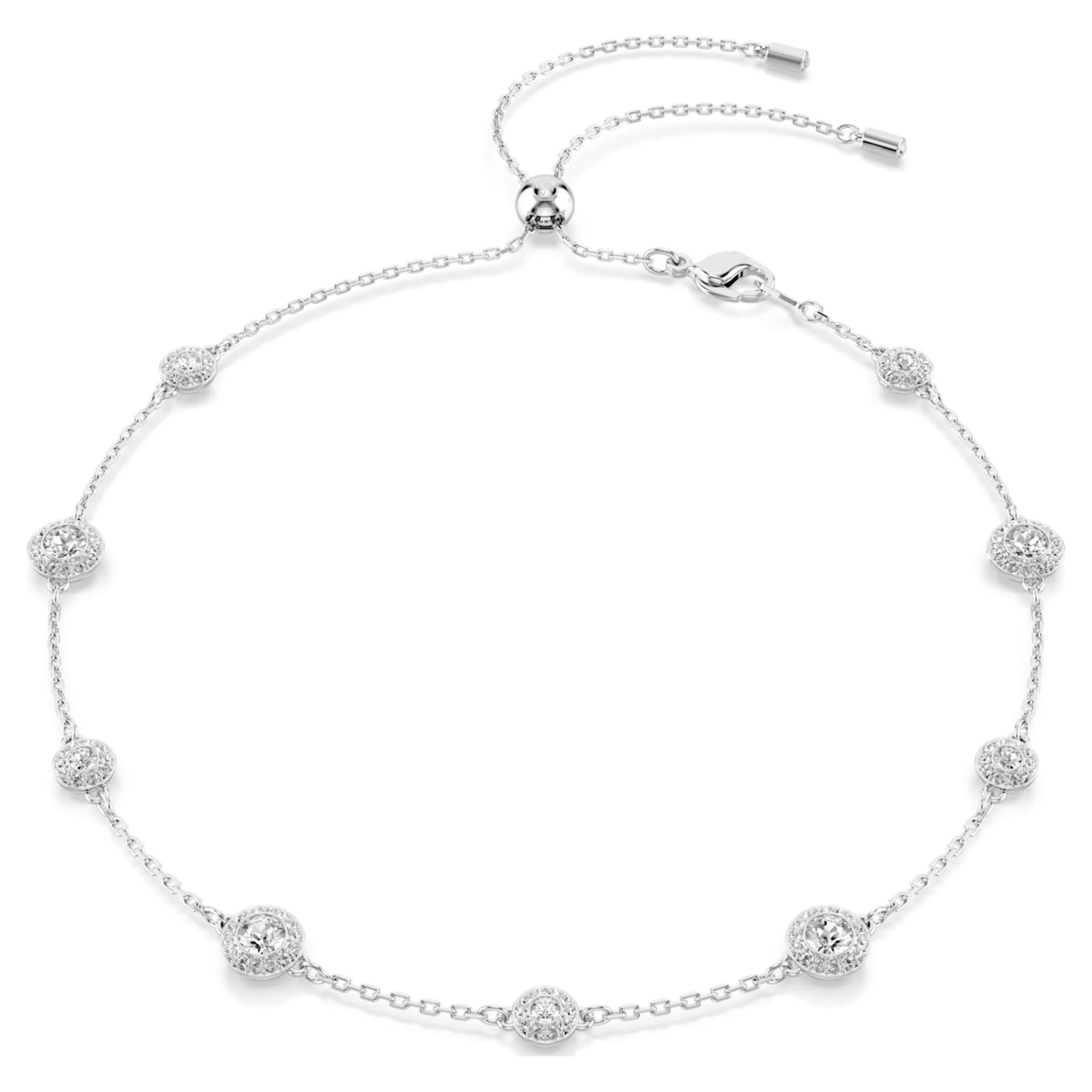 Swarovski Una Angelic necklace Round cut, Double sided motifs, White, Rhodium plated