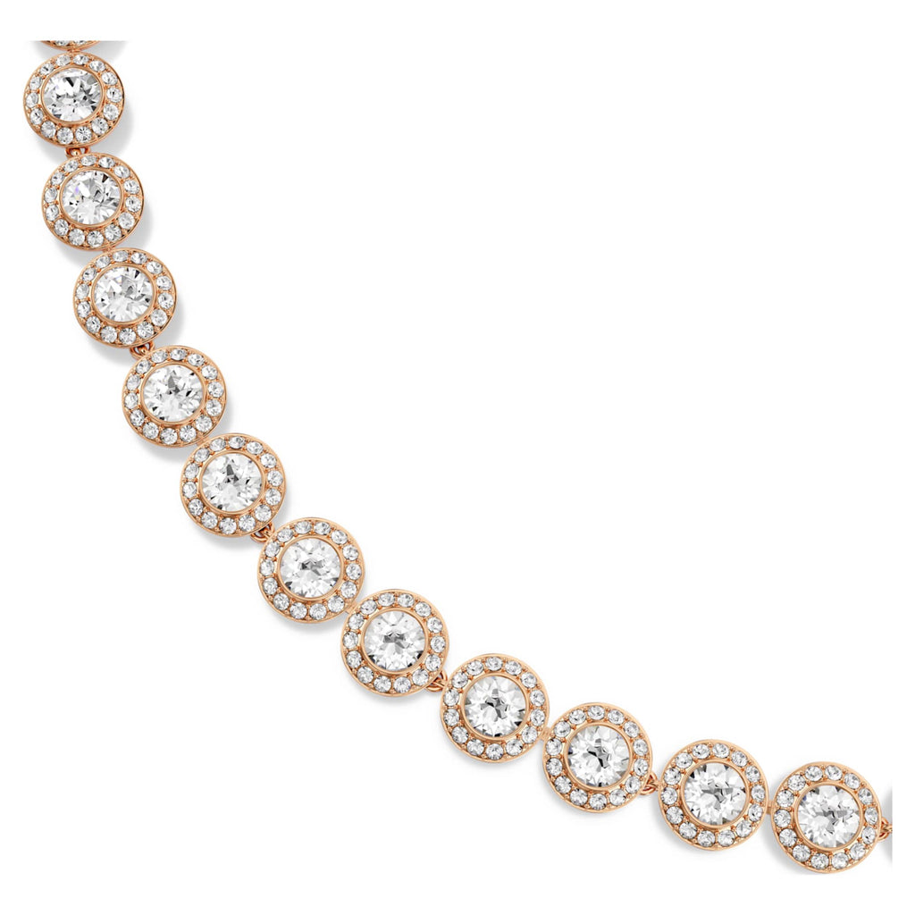 Swarovski Una Angelic necklace Round cut, Medium, White, 18K rose gold finish