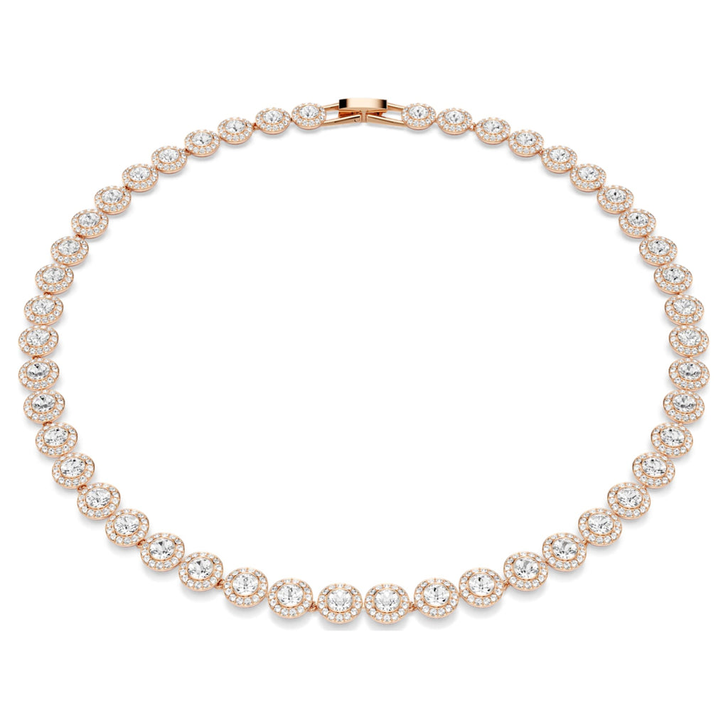Swarovski Una Angelic necklace Round cut, Medium, White, 18K rose gold finish