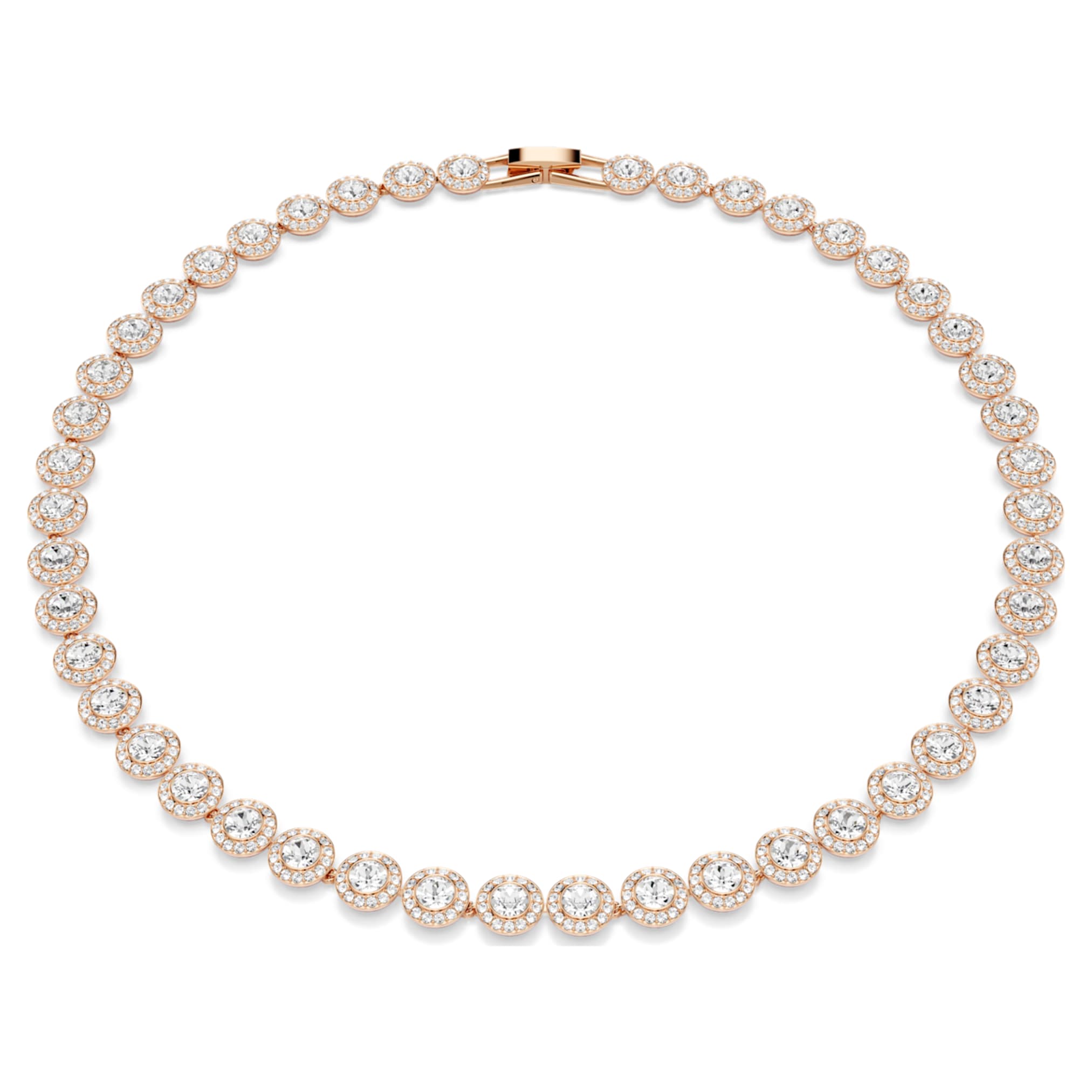 Swarovski Una Angelic necklace Round cut, Medium, White, 18K rose gold finish