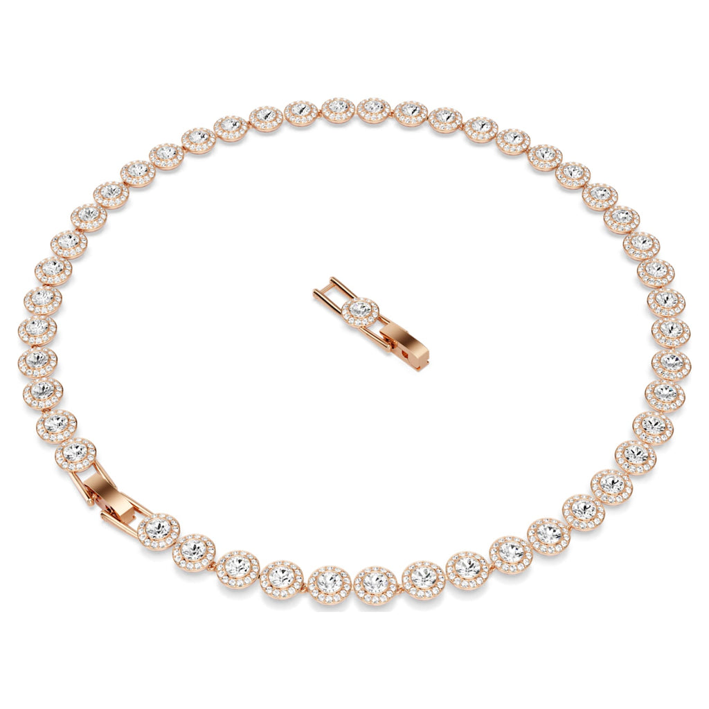 Swarovski Una Angelic necklace Round cut, Medium, White, 18K rose gold finish