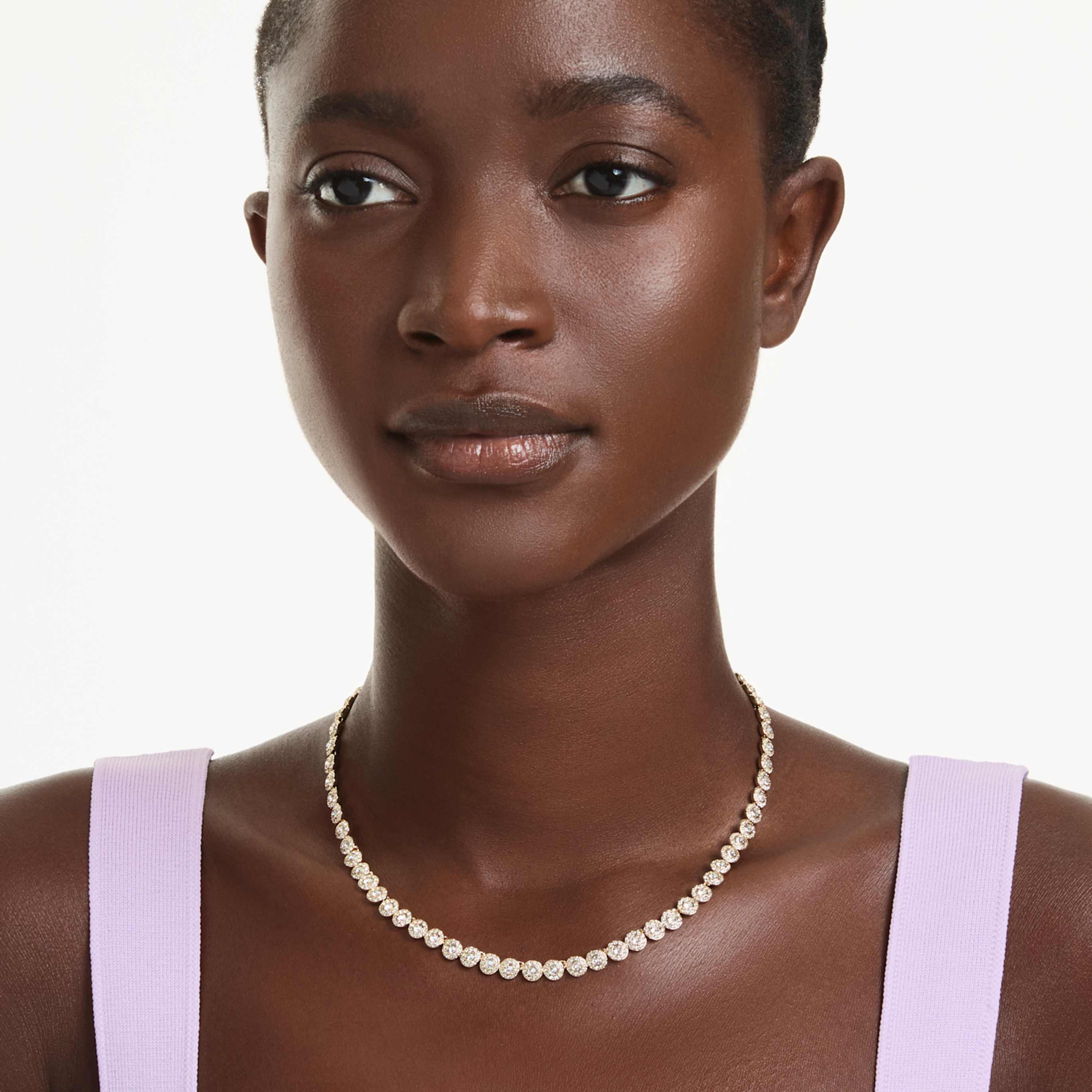 Swarovski Una Angelic necklace Round cut, Small, White, 18K gold finish