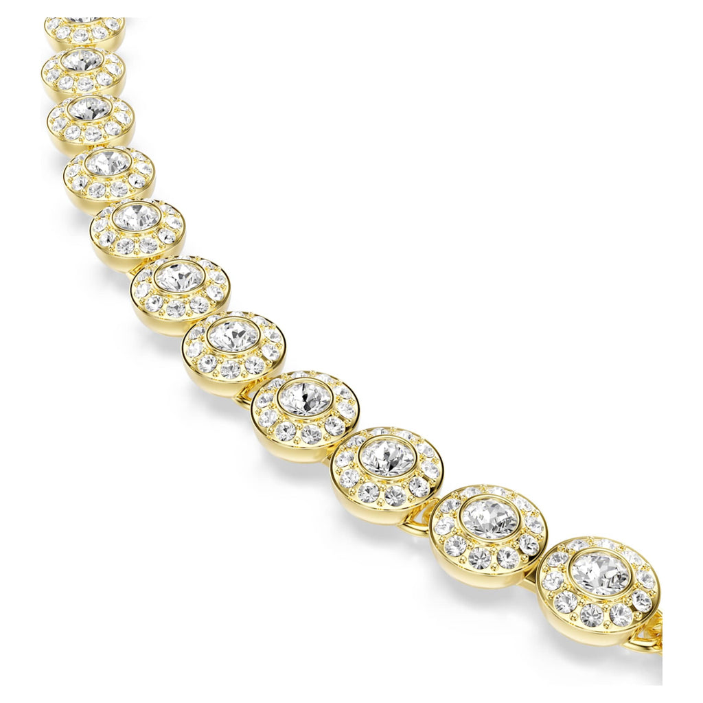 Swarovski Una Angelic necklace Round cut, Small, White, 18K gold finish