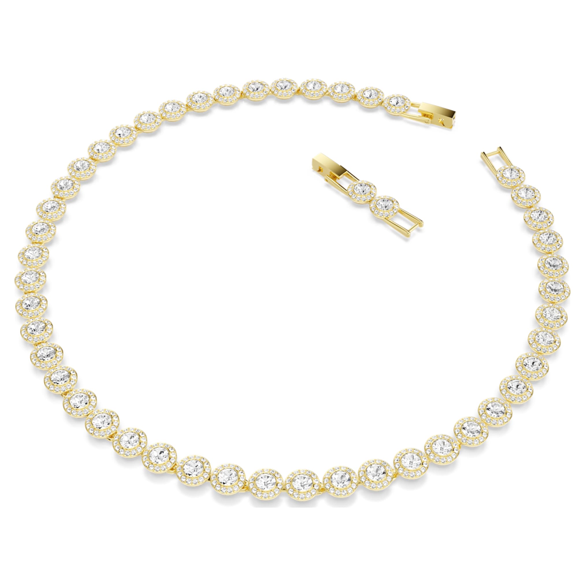 Swarovski Una Angelic necklace Round cut, White, 18K gold finish