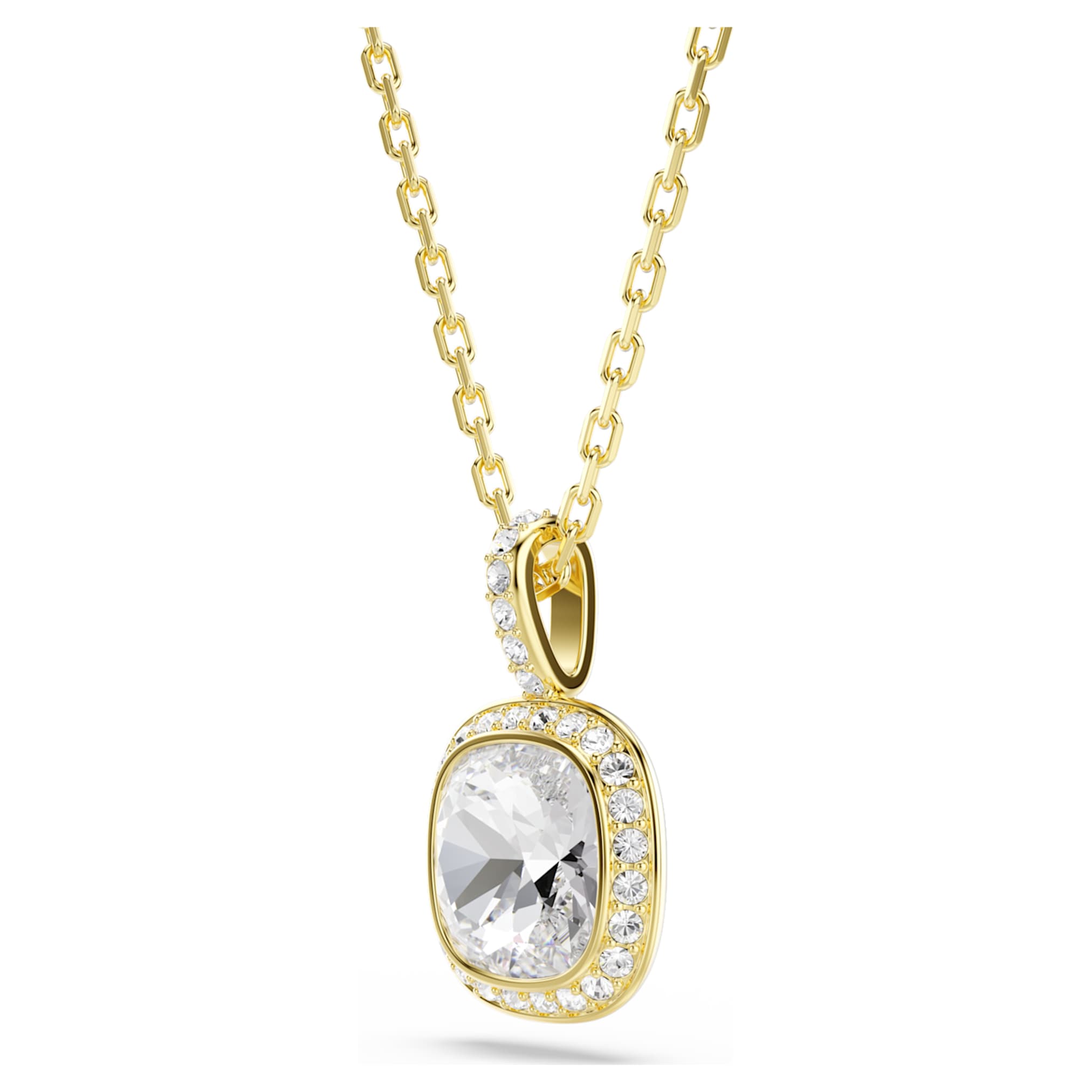 Swarovski Una Angelic pendant Cushion cut, White, 18K gold finish