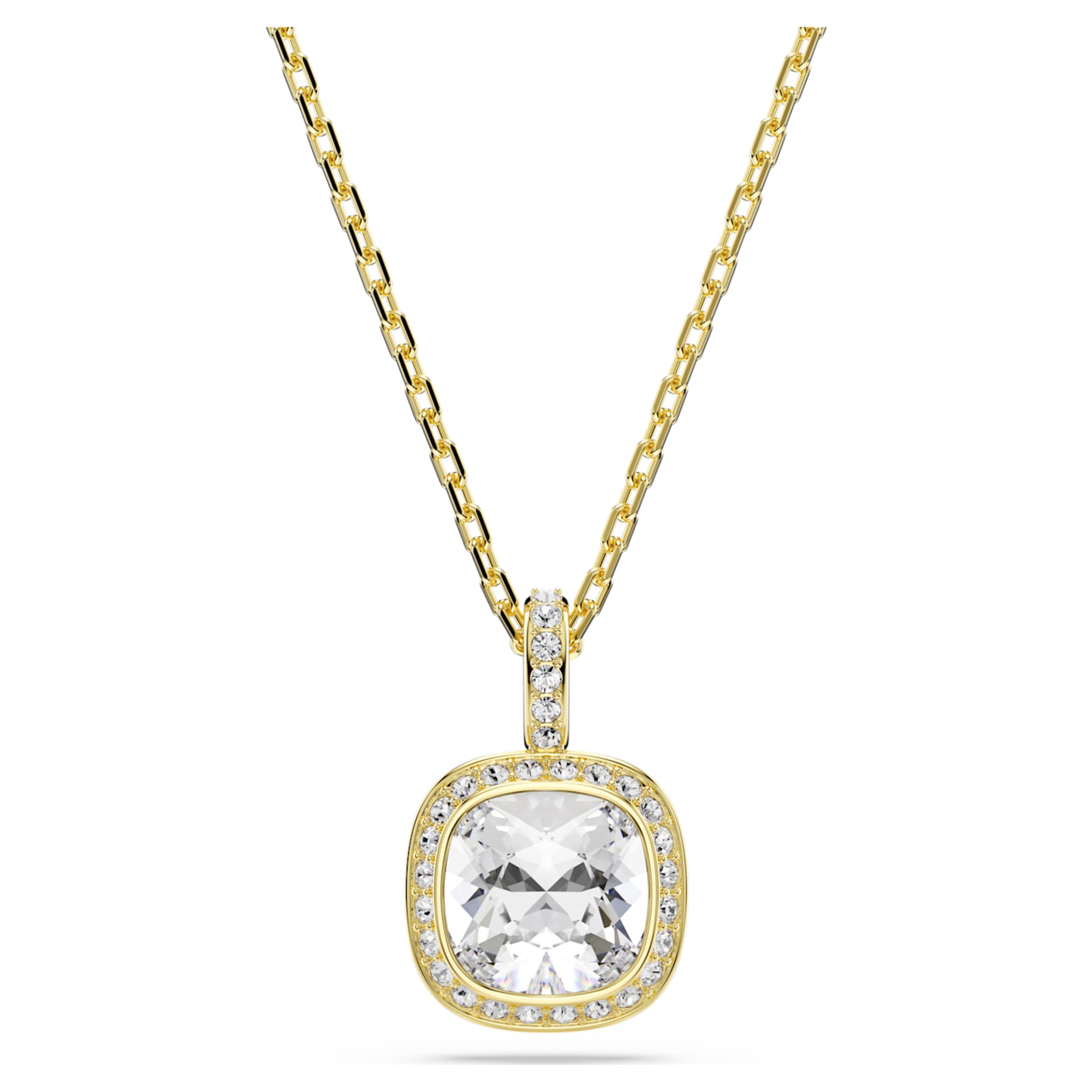 Swarovski Una Angelic pendant Cushion cut, White, 18K gold finish