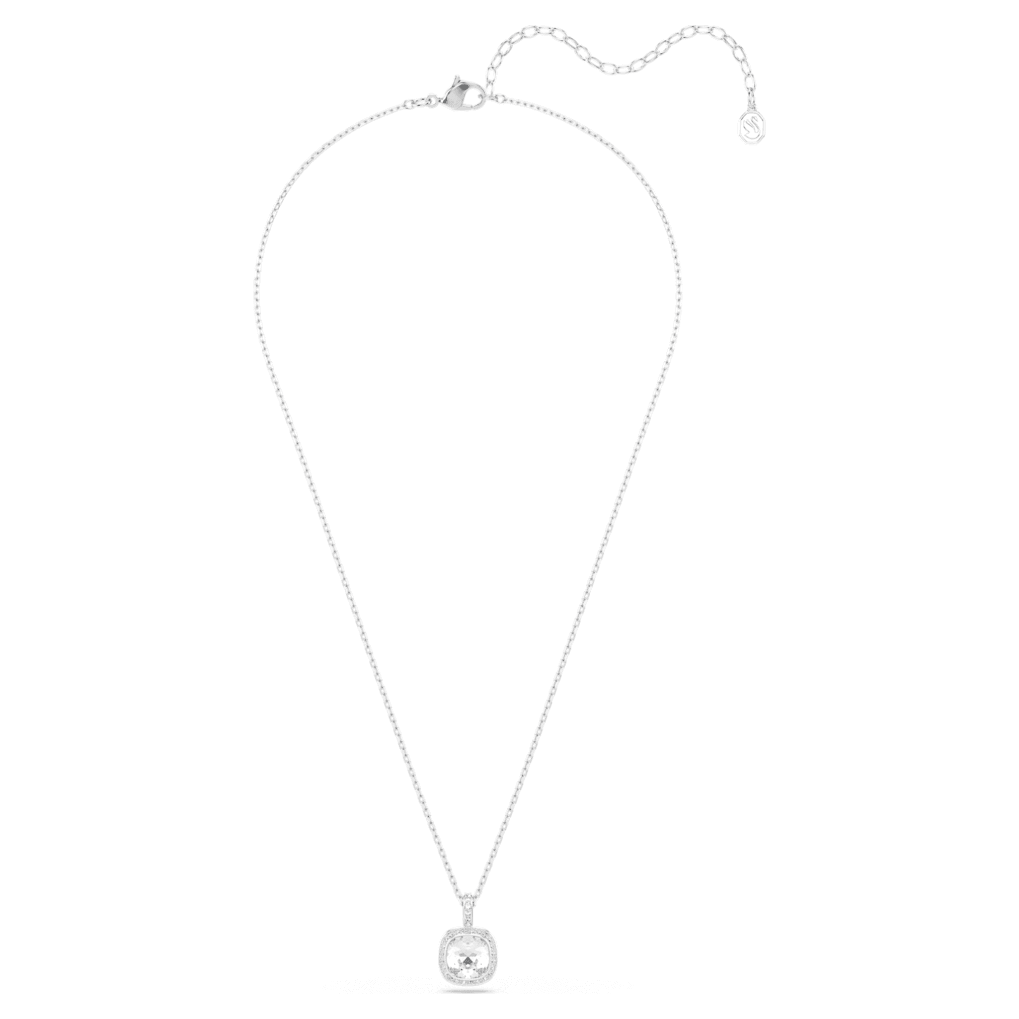 Swarovski Una Angelic pendant Cushion cut, White, Rhodium plated