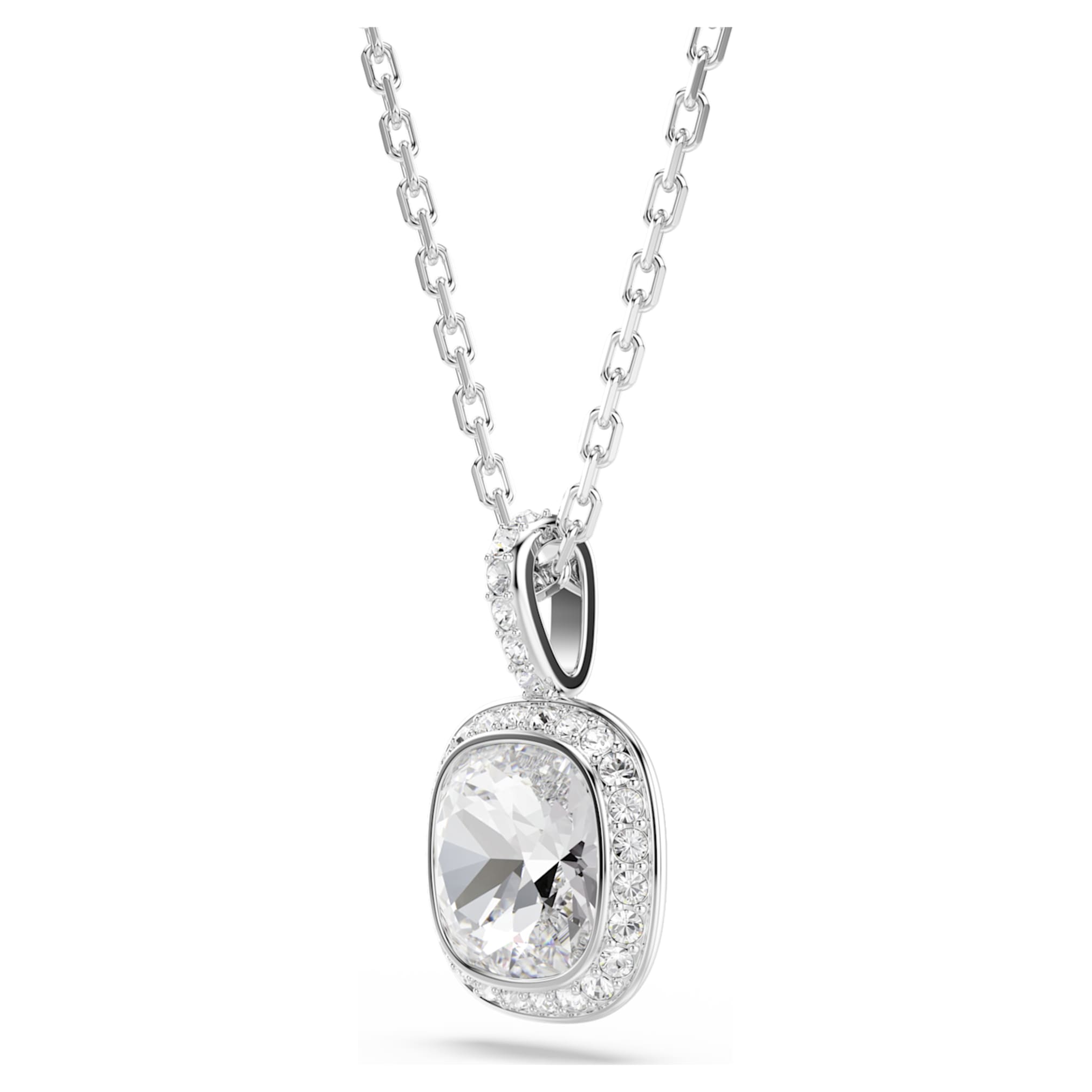 Swarovski Una Angelic pendant Cushion cut, White, Rhodium plated