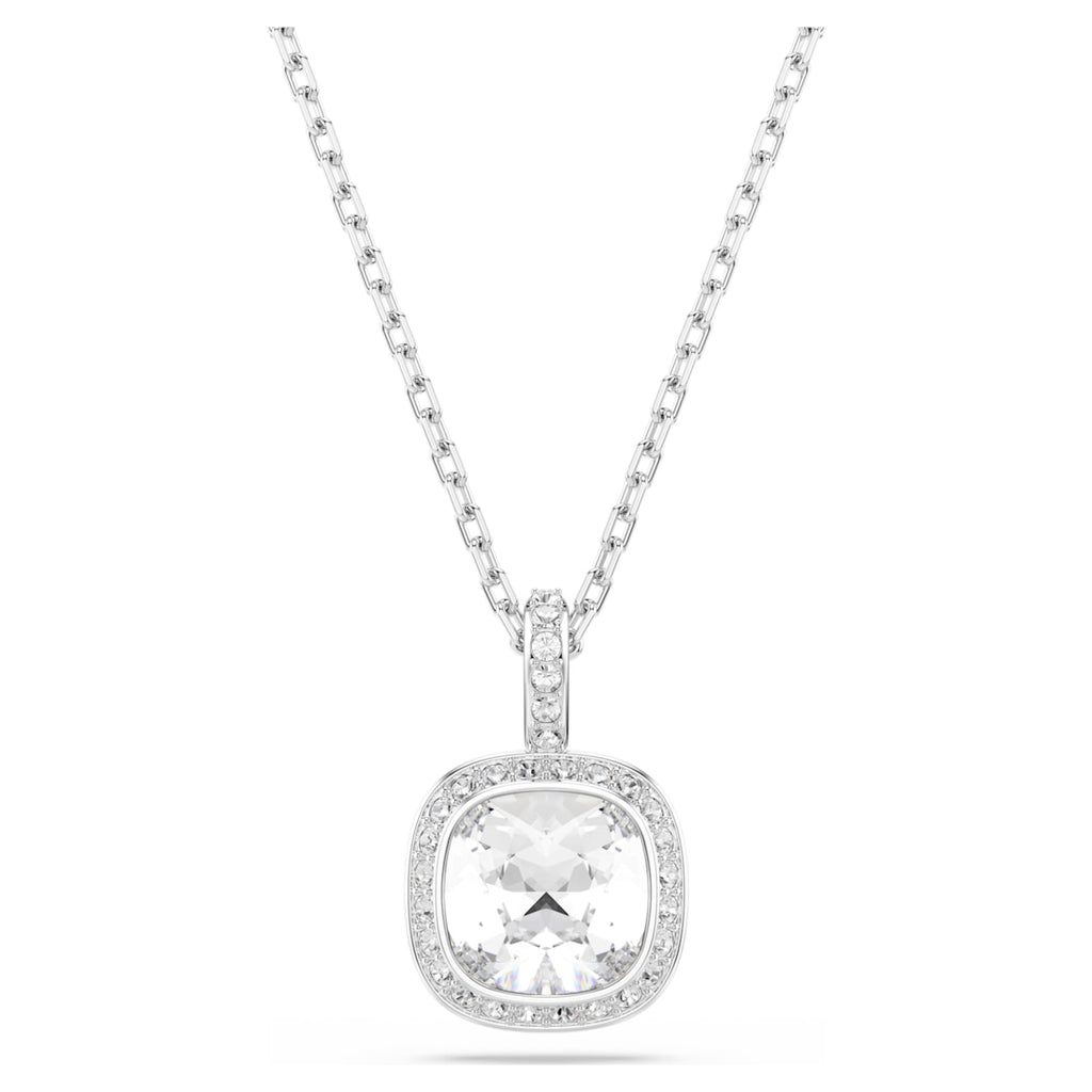 Swarovski Una Angelic pendant Cushion cut, White, Rhodium plated