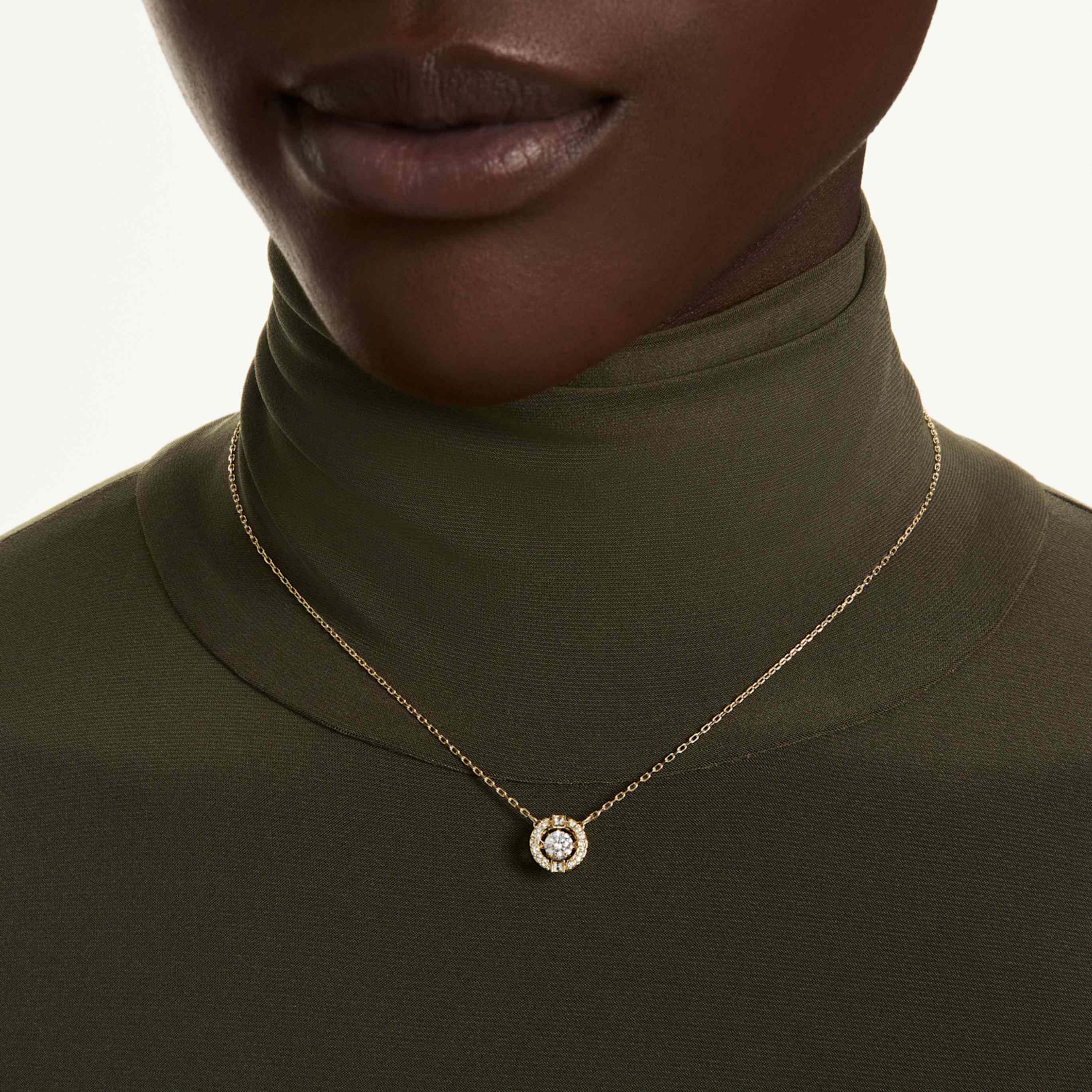 Swarovski Una necklace Round cut, White, 18K rose gold finish