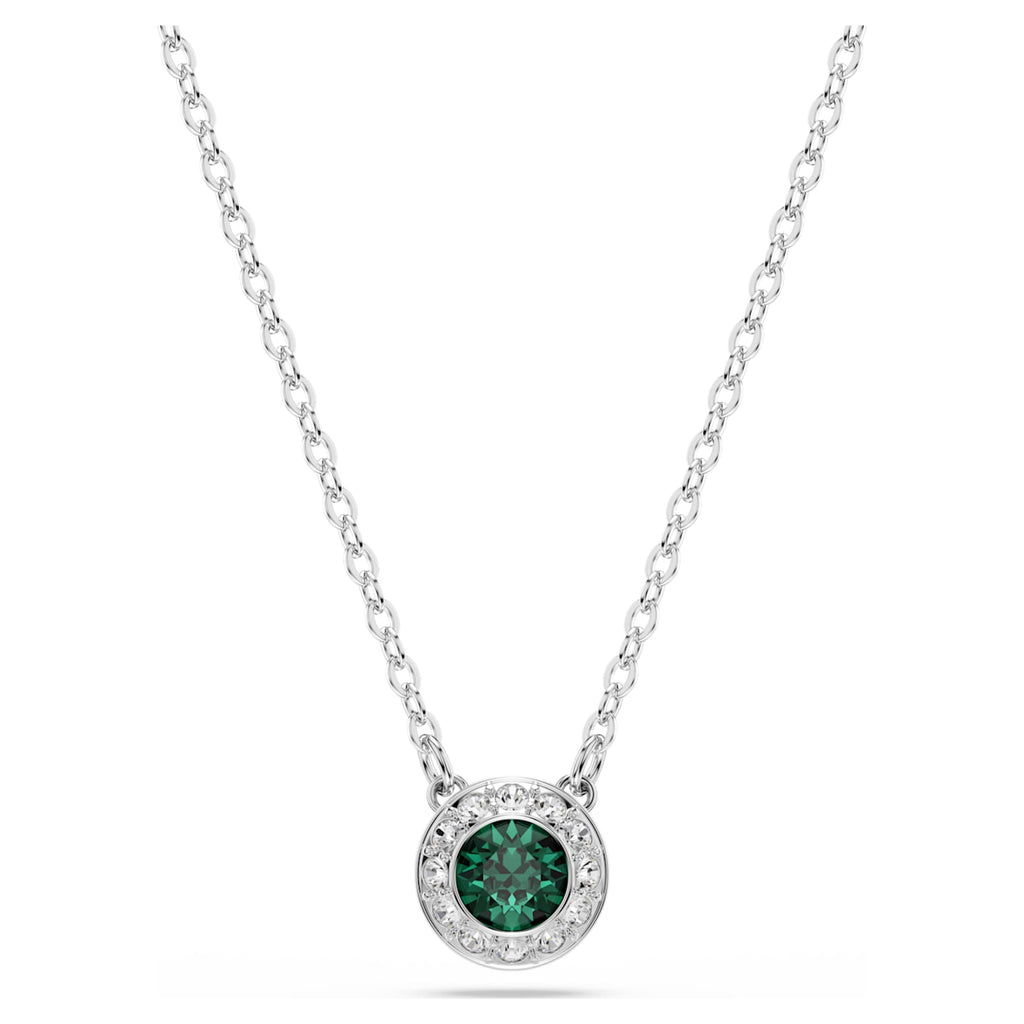 Swarovski Una Angelic pendant Round cut, Green, Rhodium plated